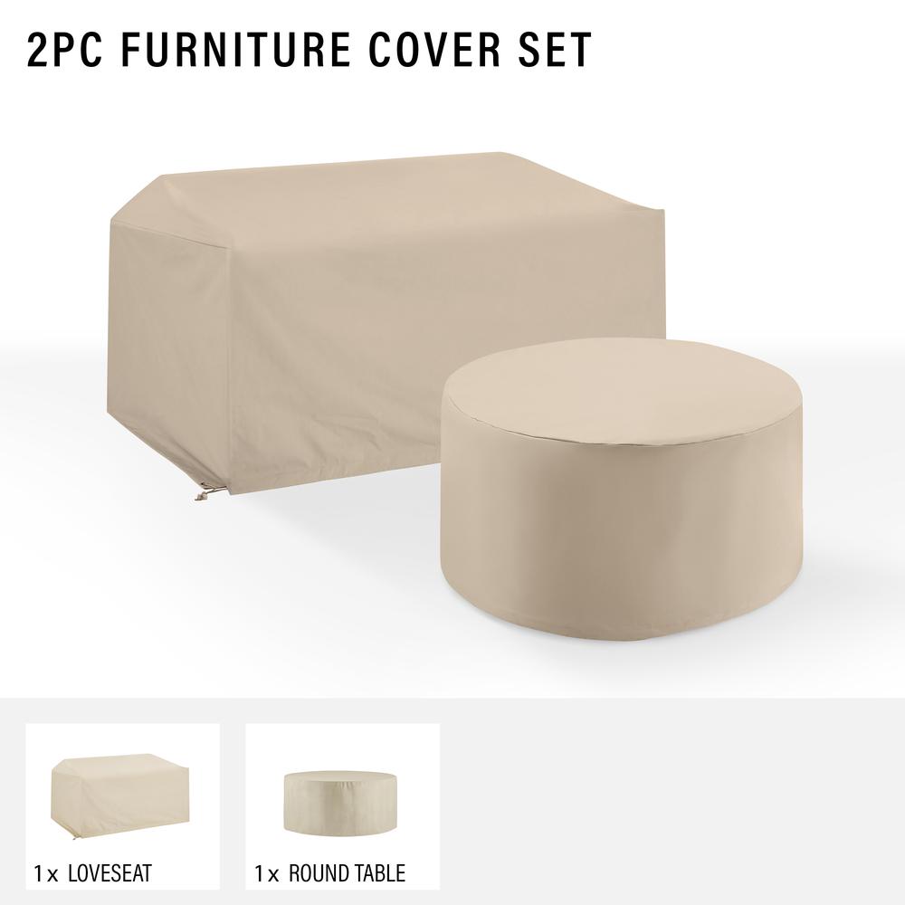 2Pc Outdoor Furniture Cover Set – Loveseat & Round Table
