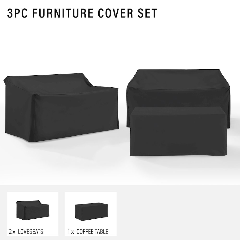 3Pc Outdoor Furniture Cover Set – 2 Loveseats & 1 Coffee Table
