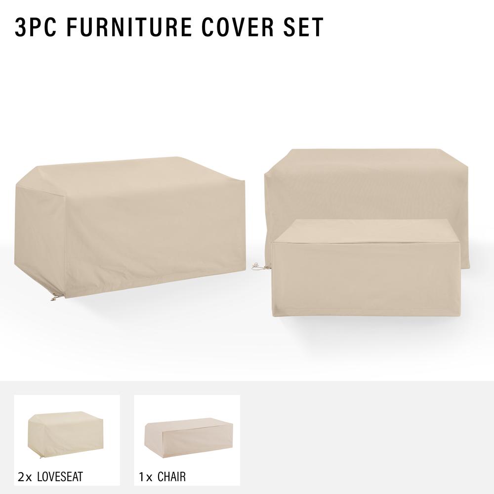 3Pc Outdoor Furniture Cover Set – 2 Loveseats & 1 Coffee Table