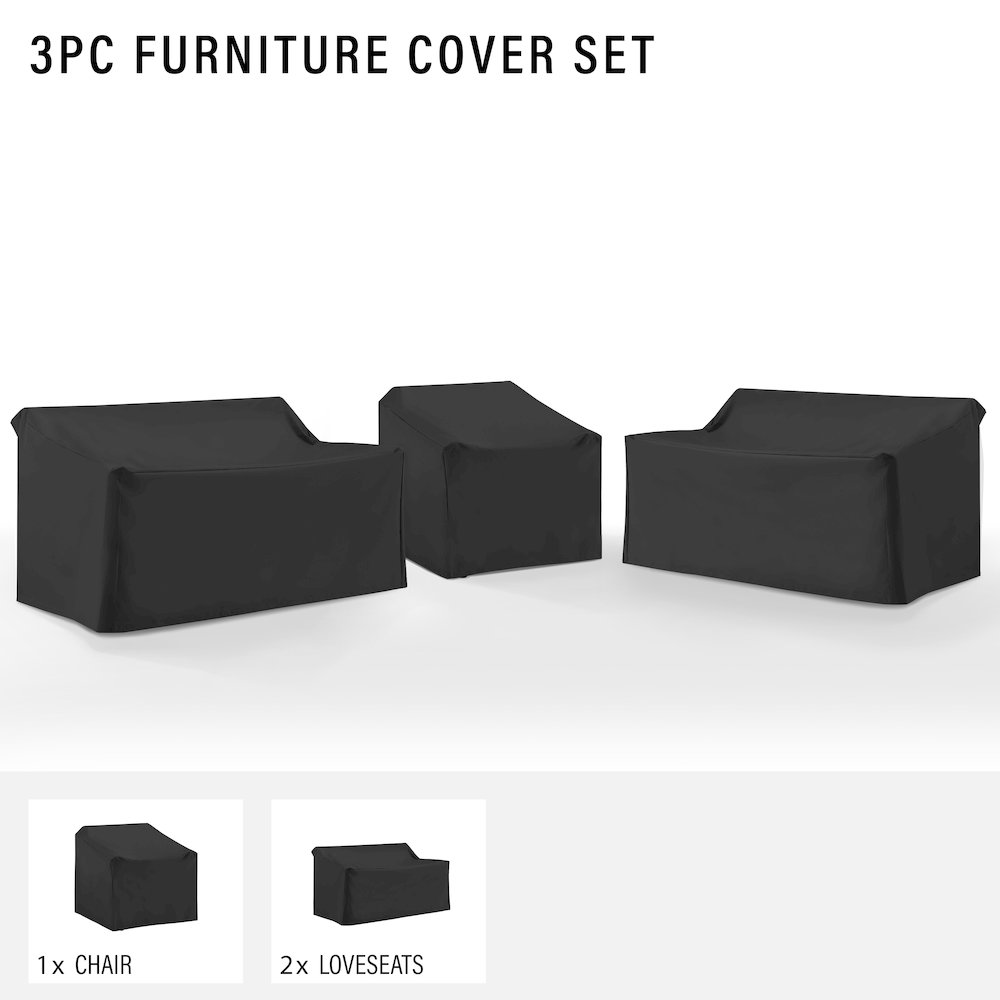 3Pc Outdoor Sectional Furniture Cover Set – 2 Loveseats & 1 Chair