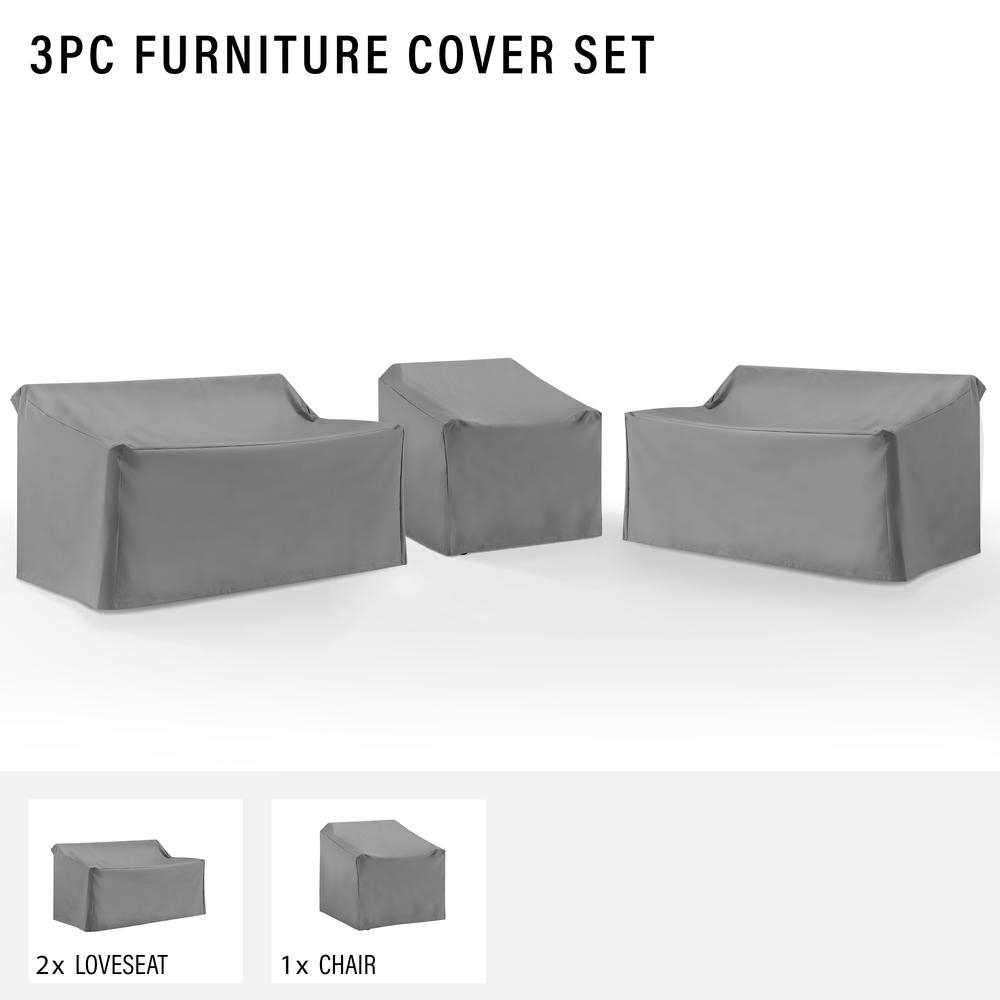 3Pc Outdoor Sectional Furniture Cover Set – 2 Loveseats & 1 Chair