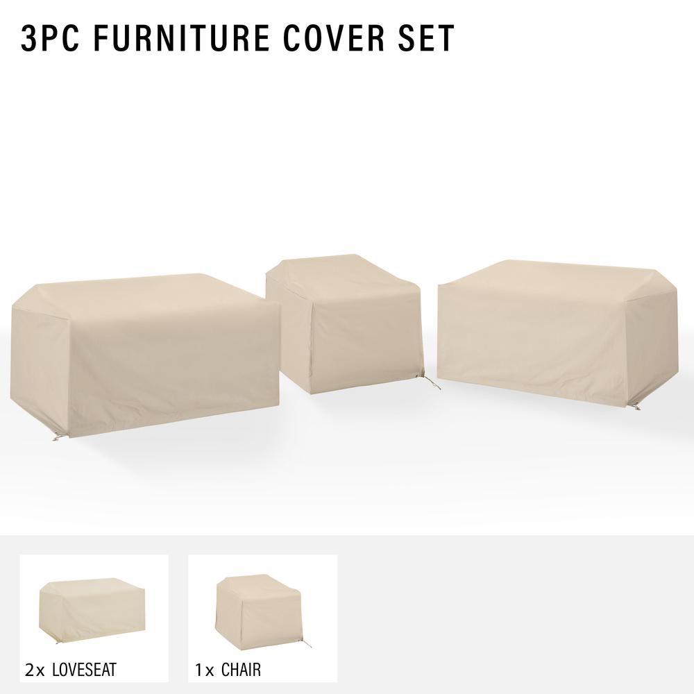 3Pc Outdoor Sectional Furniture Cover Set – 2 Loveseats & 1 Chair