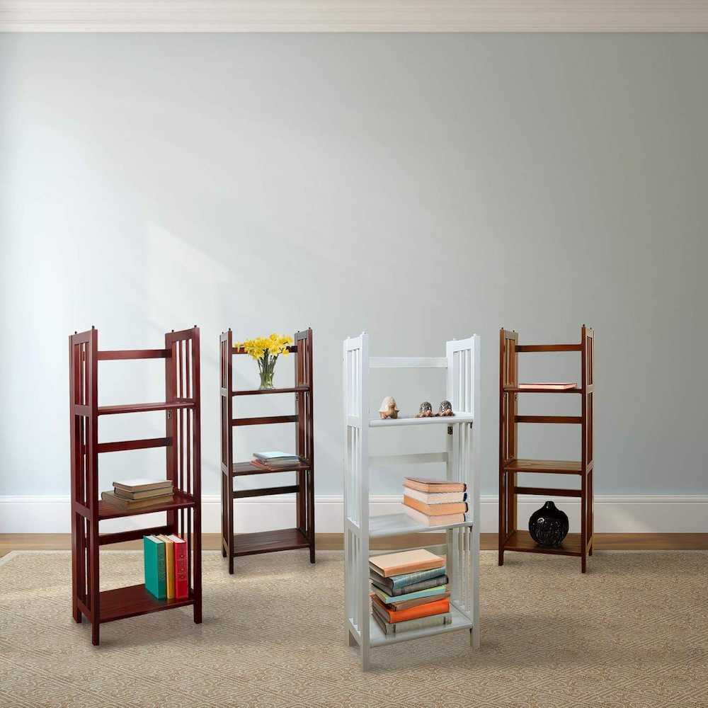 3-Shelf Folding Bookcase 14″ Wide-Walnut