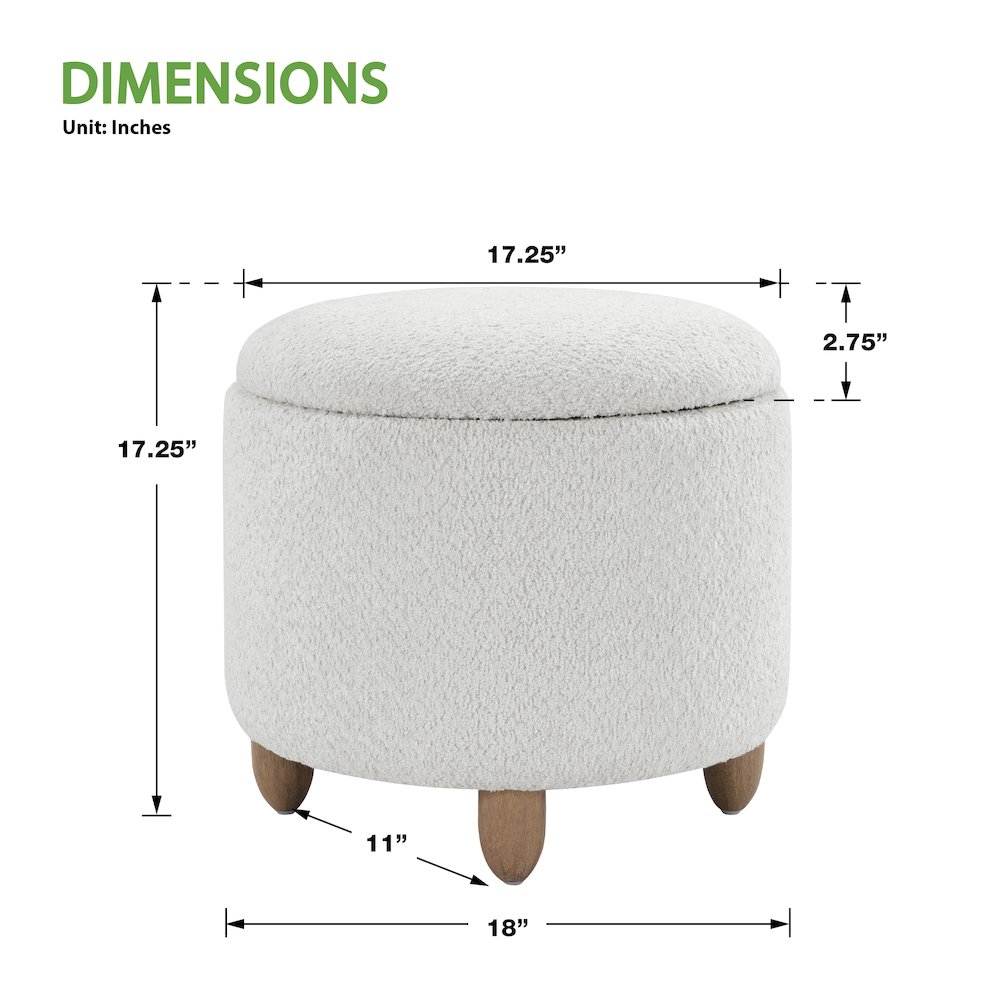 Lyra Storage Ottoman in Taupe Cord Fabric with Medium Oak Legs