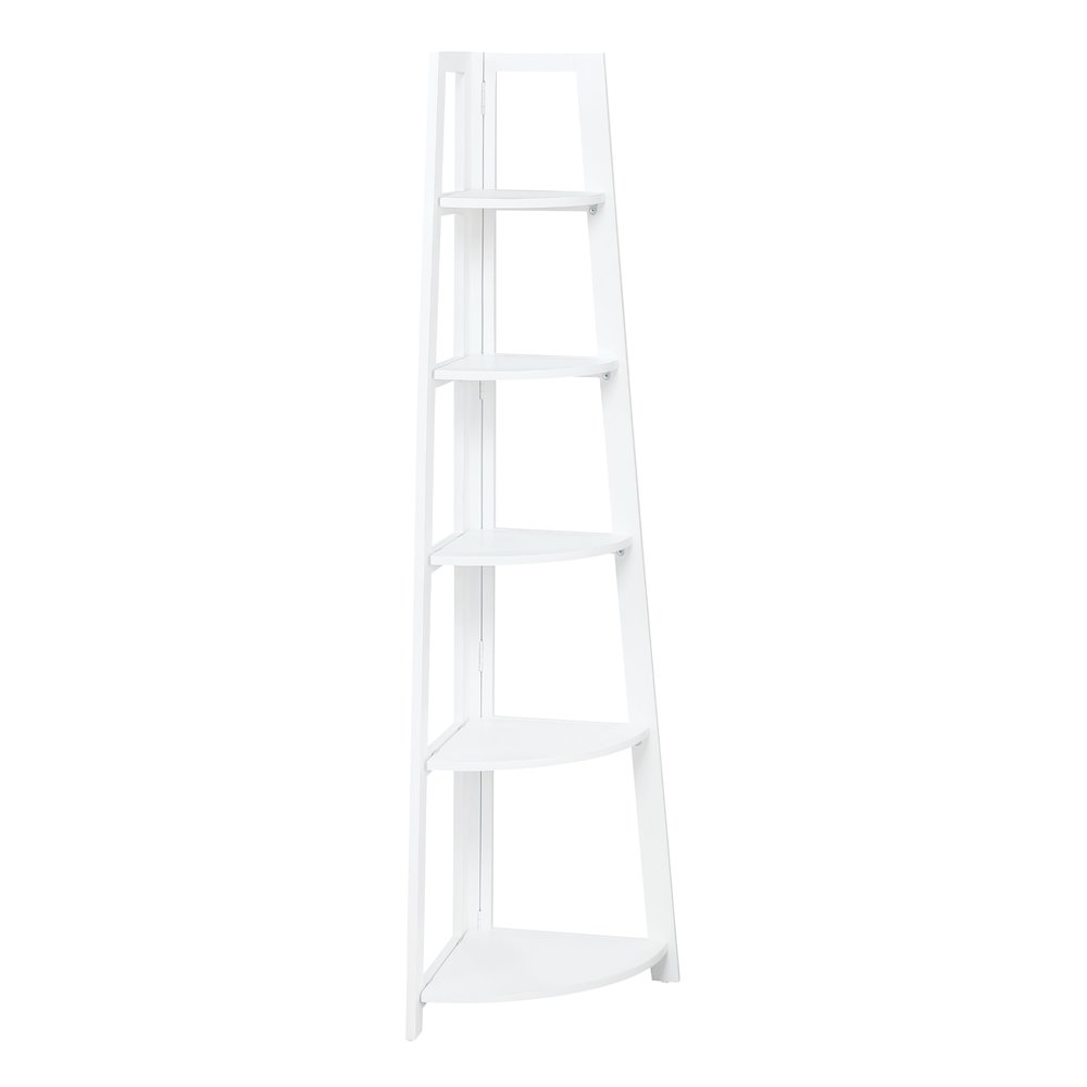 Bayfront 5-Self Corner Folding Bookcase in Willow White Wood Finish