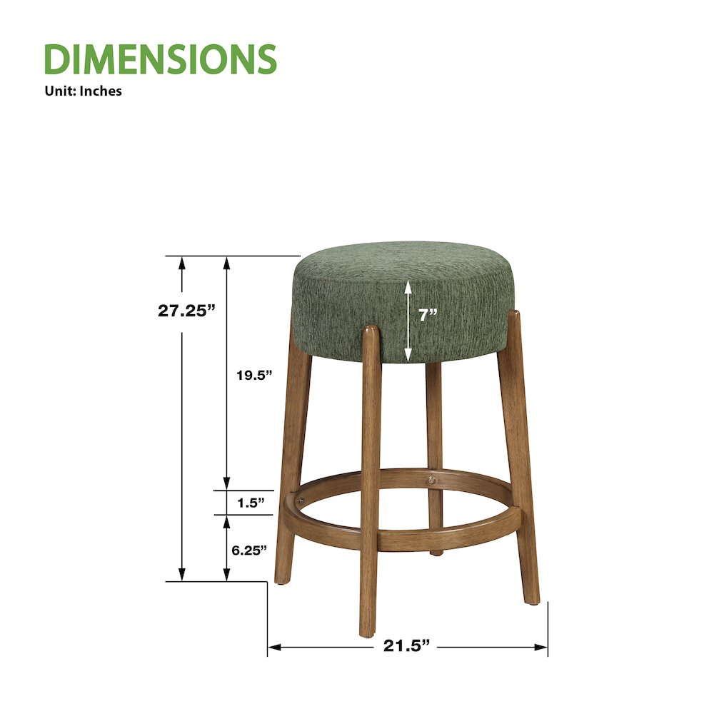 Wesley 26″ Counter Stool in Pine Fabric with Medium Oak Finish Frame