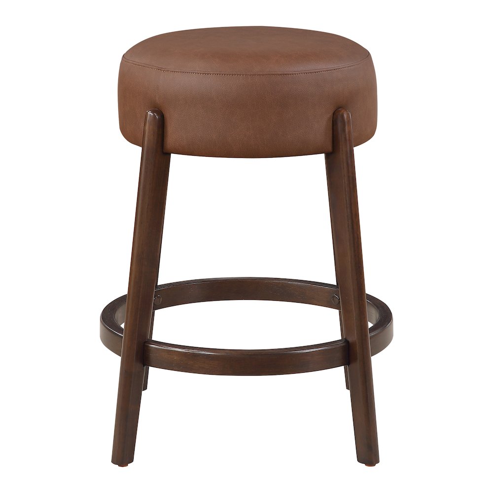 Wesley 26″ Counter Stool in Saddle Brown Faux Leather