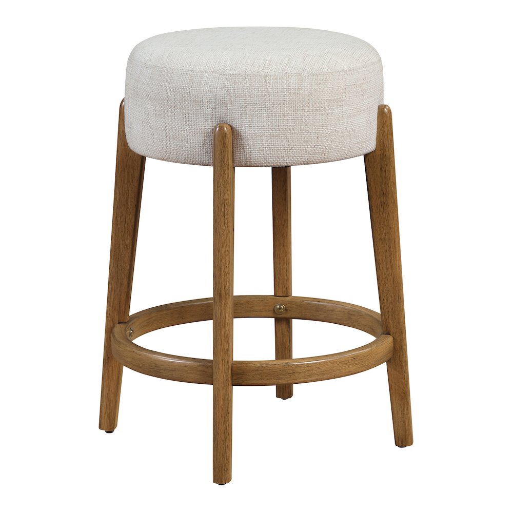 Wesley 26″ Counter Stool in Linen Fabric with Medium Oak Finish Frame