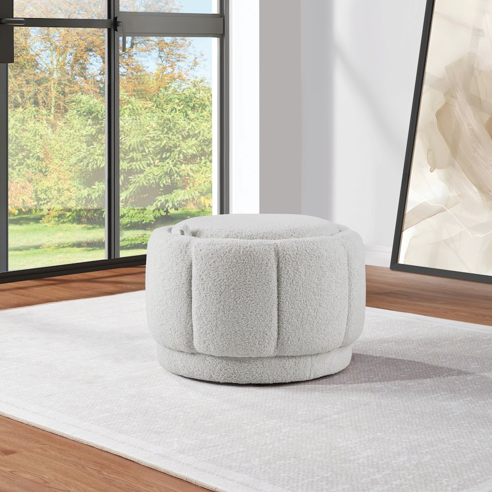 Lanyard Storage Ottoman in Fog Fabric