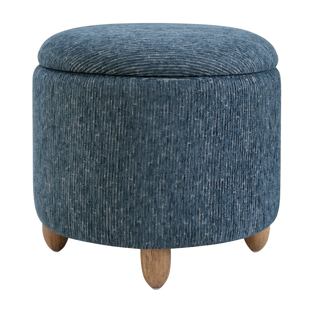 Lyra Storage Ottoman in Atlantic Fabric with Medium Oak Legs