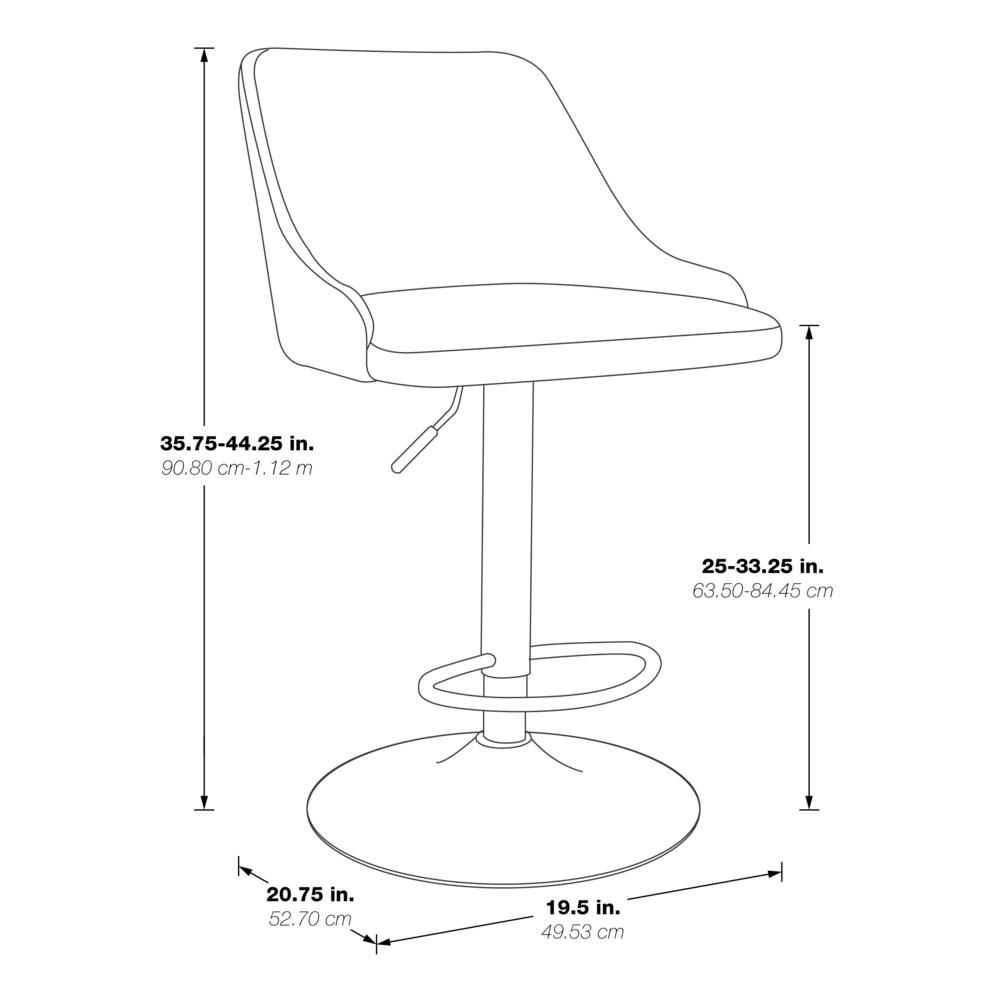 Sylmar Height Adjustable Stool in Charcoal Faux Leather