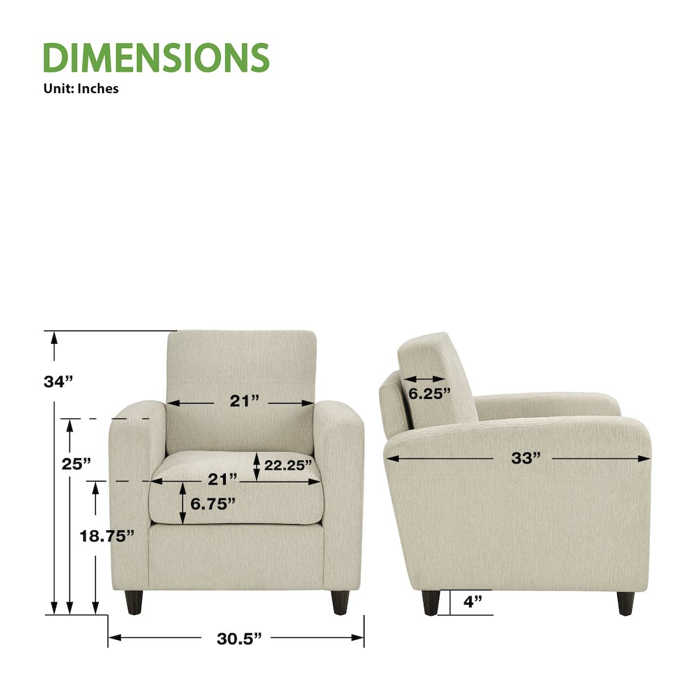 Venus Club Chair in Cream Fabric and Medium Espresso Legs