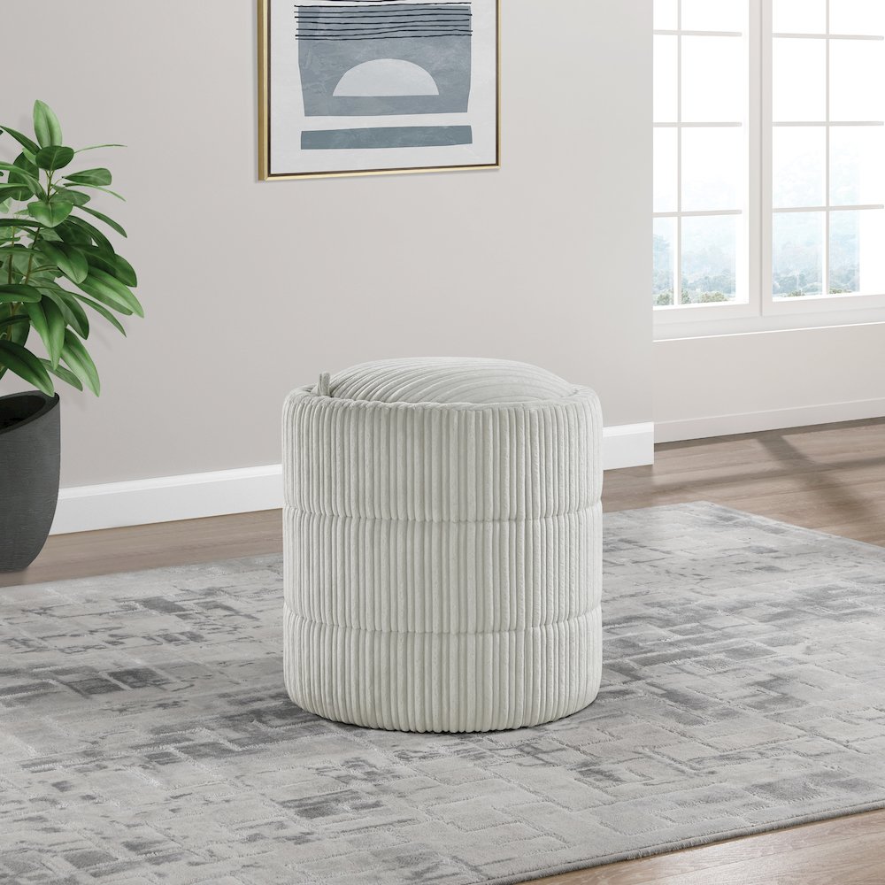 Bartley Storage Ottoman in Taupe Cord Fabric