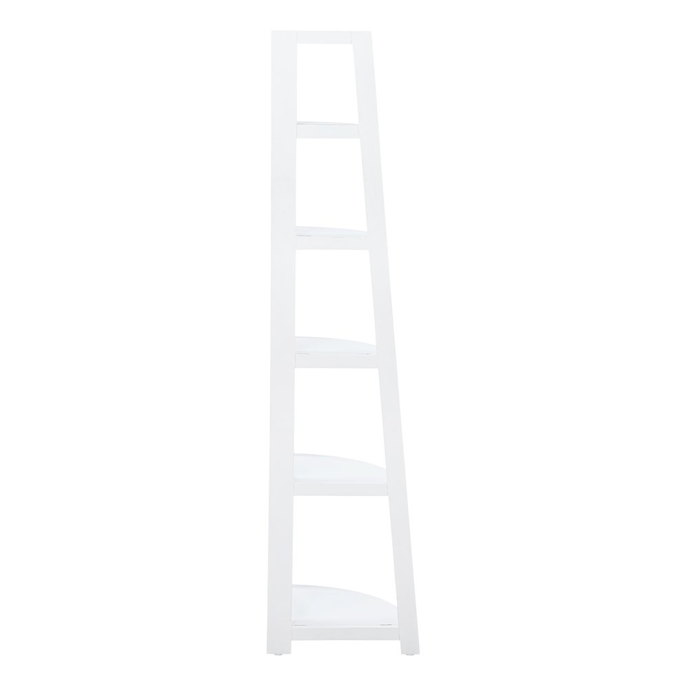 Bayfront 5-Self Corner Folding Bookcase in Willow White Wood Finish