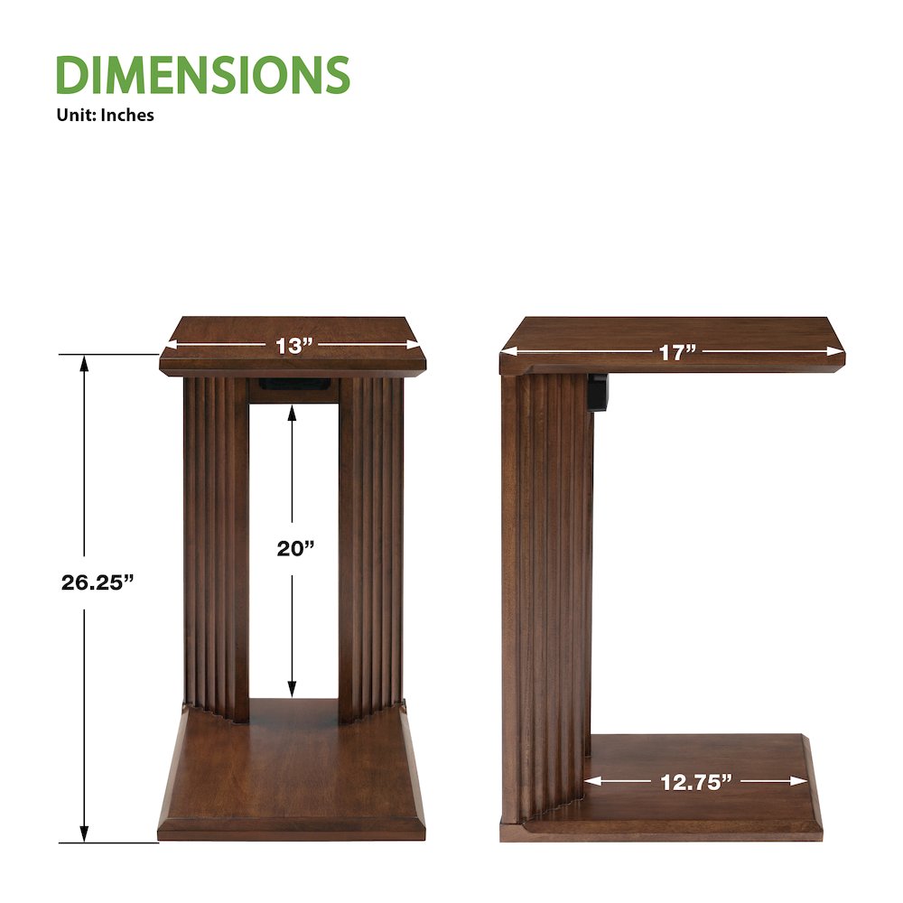 Winston Accent C-Table with Power in Dark Oak Finish