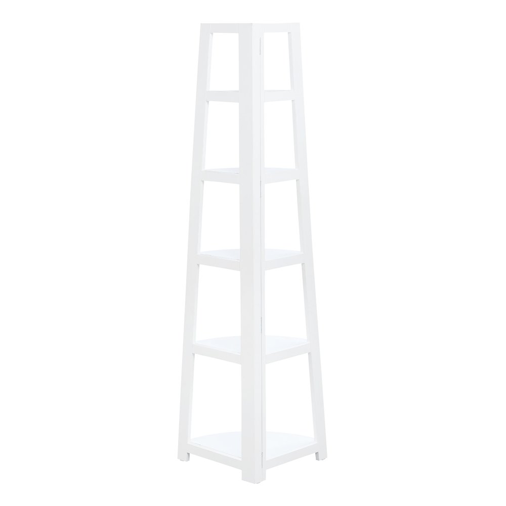 Bayfront 5-Self Corner Folding Bookcase in Willow White Wood Finish