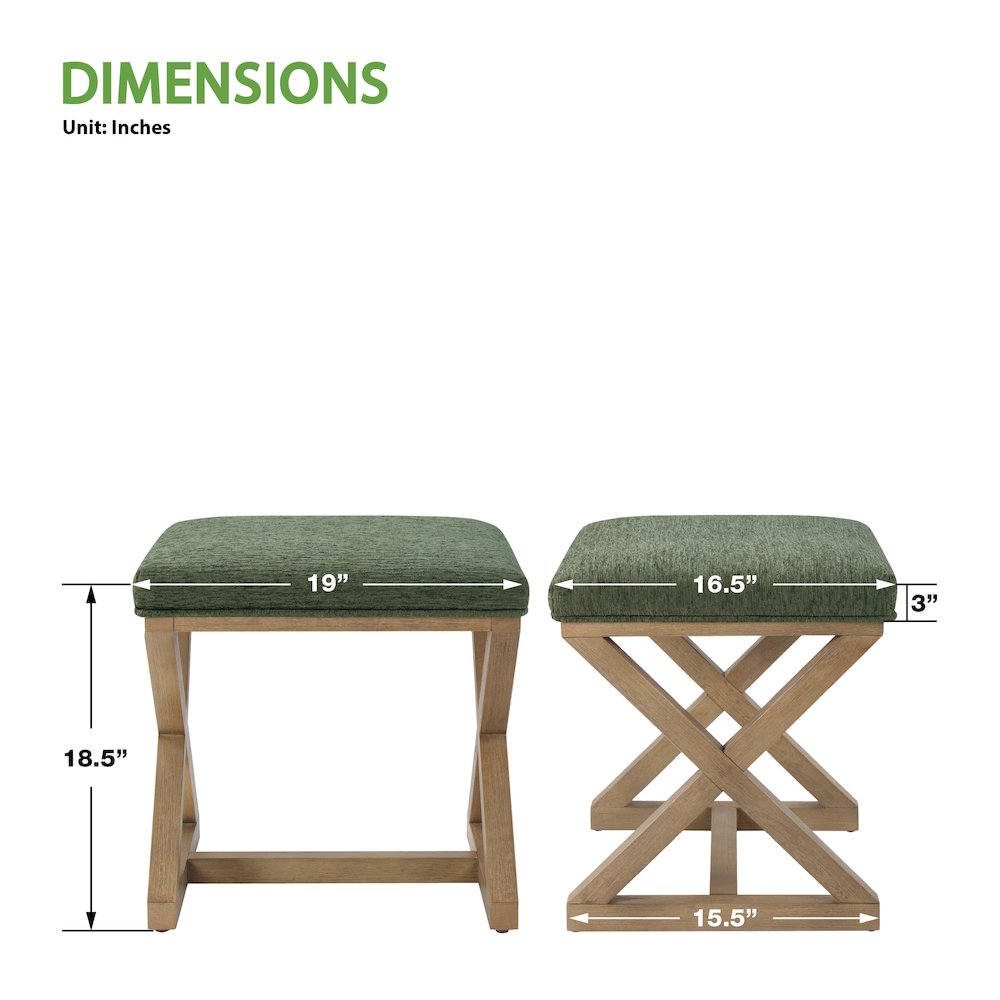 Carson X-Frame Stool in Pine Fabric and Medium Oak Finish Wood