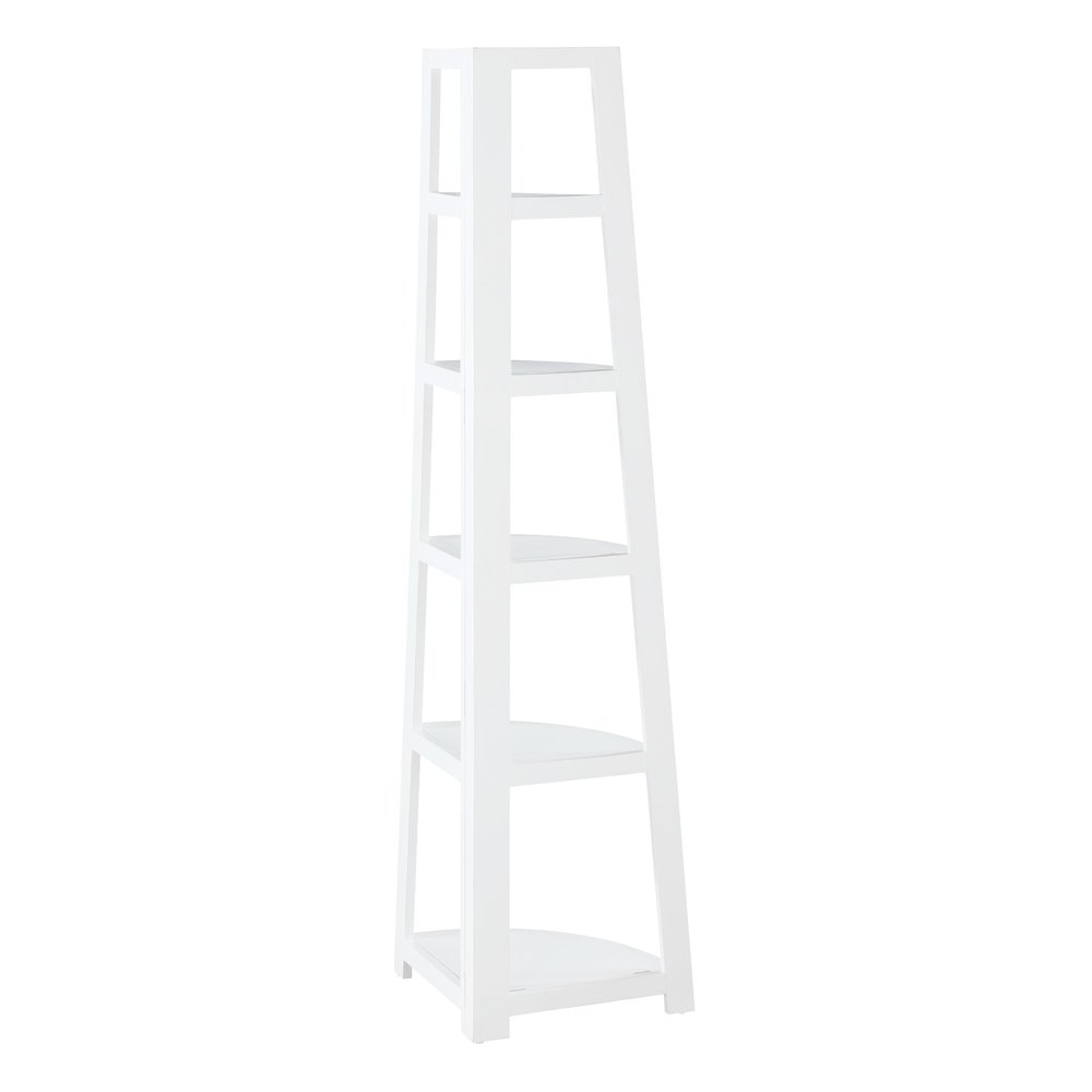Bayfront 5-Self Corner Folding Bookcase in Willow White Wood Finish