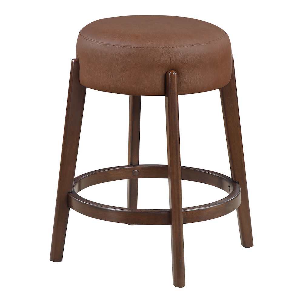 Wesley 26″ Counter Stool in Saddle Brown Faux Leather