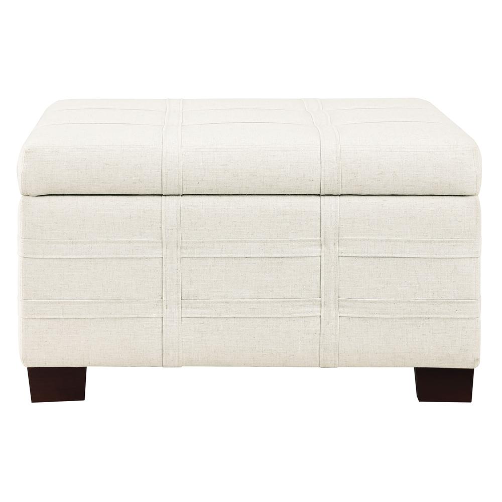 Detour Strap Square Storage Ottoman in Linen Fabric