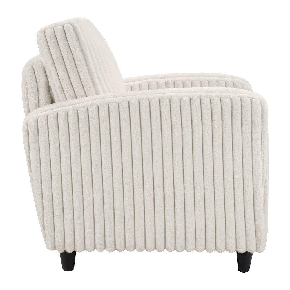 Venus Club Chair in White Cord Fabric and Dark Espresso Finish Legs