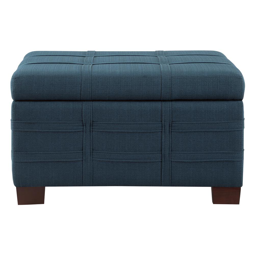 Detour Strap Square Storage Ottoman in Azure Fabric
