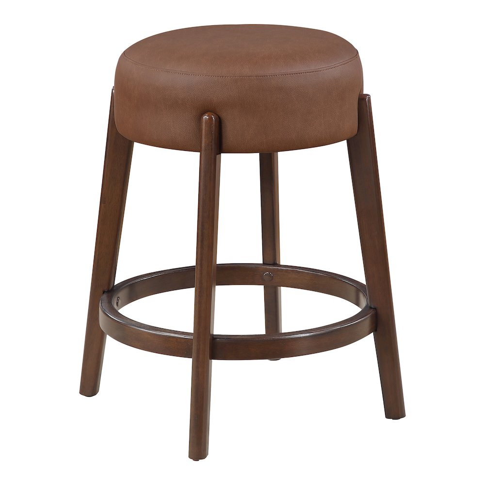 Wesley 26″ Counter Stool in Saddle Brown Faux Leather