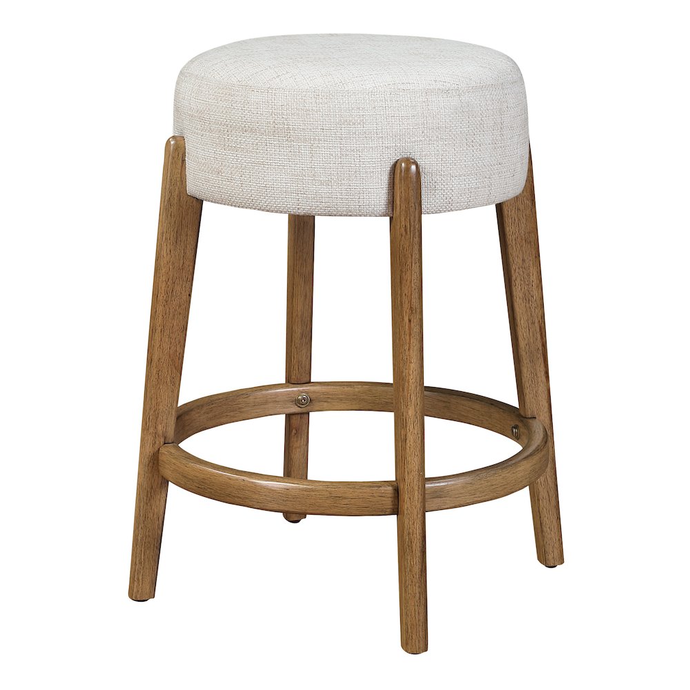 Wesley 26″ Counter Stool in Linen Fabric with Medium Oak Finish Frame