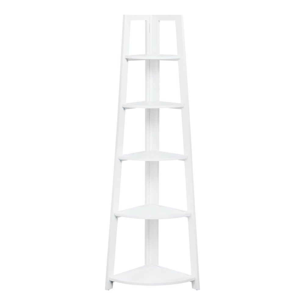 Bayfront 5-Self Corner Folding Bookcase in Willow White Wood Finish