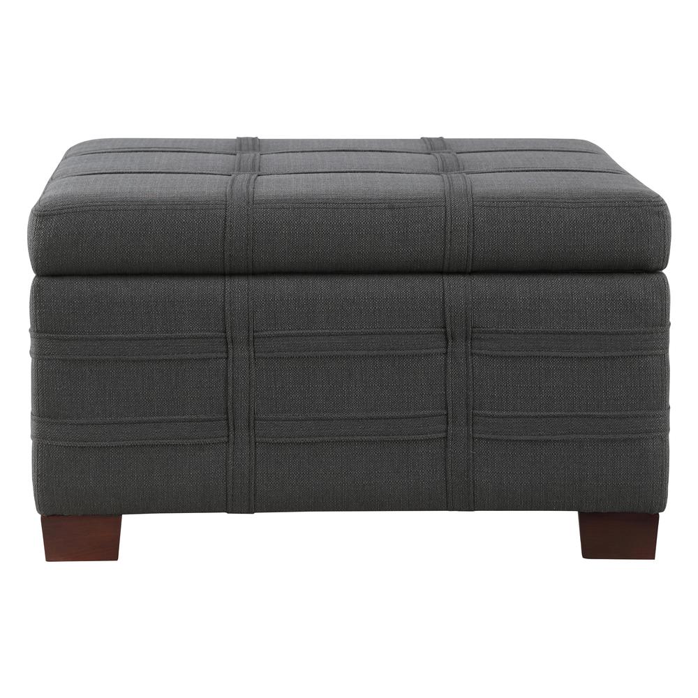 Detour Strap Square Storage Ottoman in Charcoal Fabric