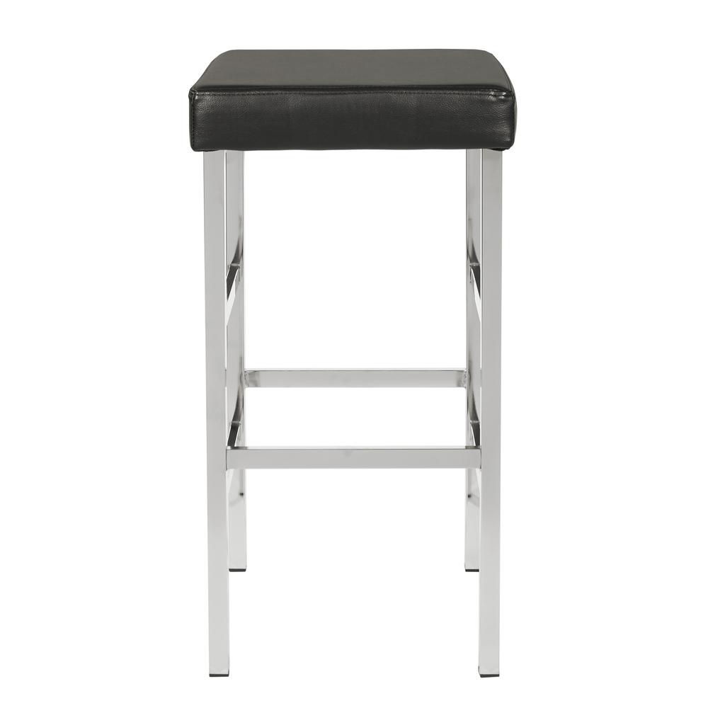 30in. Chrome Backless Stool in Black Vinyl
