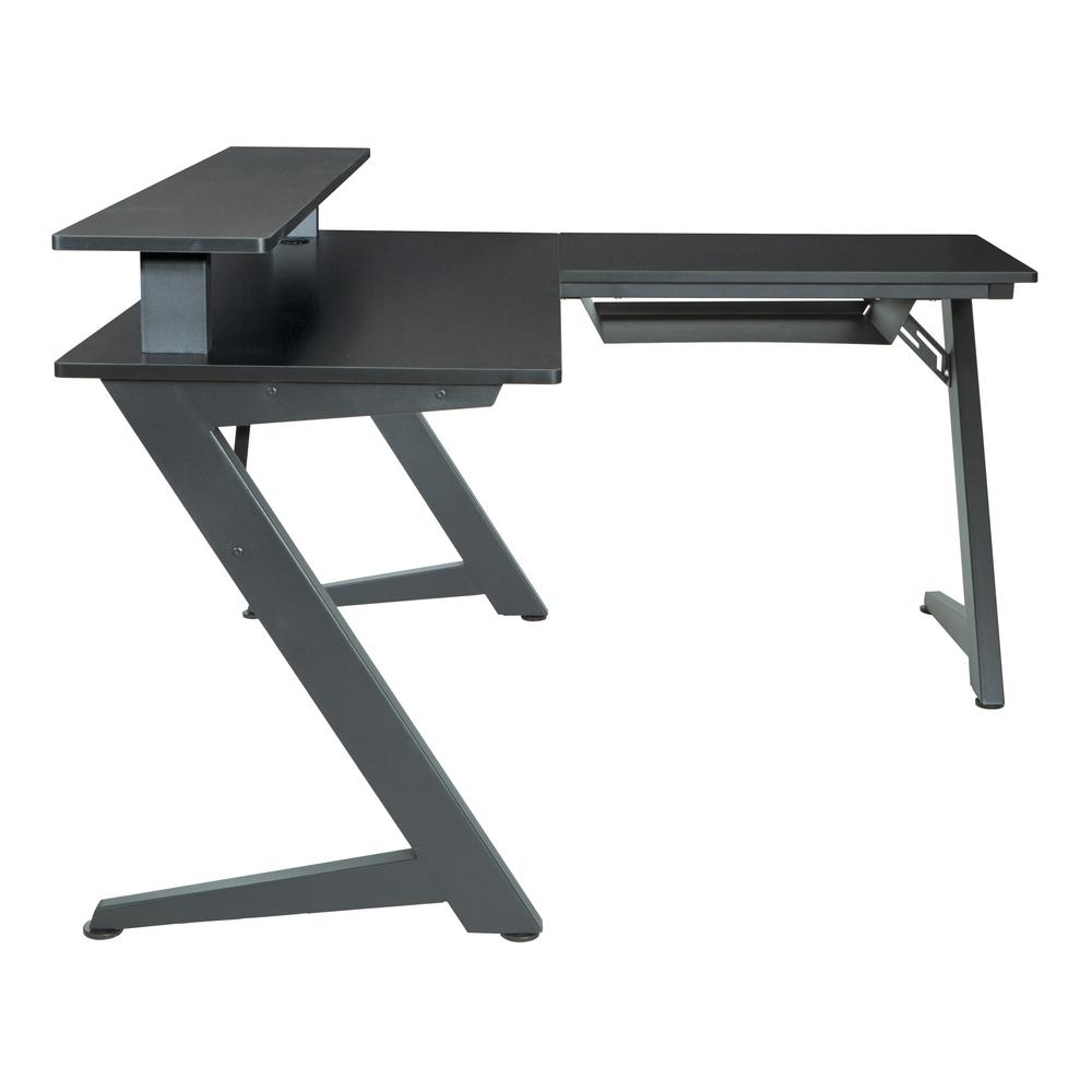 Avatar Battlestation L-Shape Gaming Desk with Carbon Top and Matte Black Legs