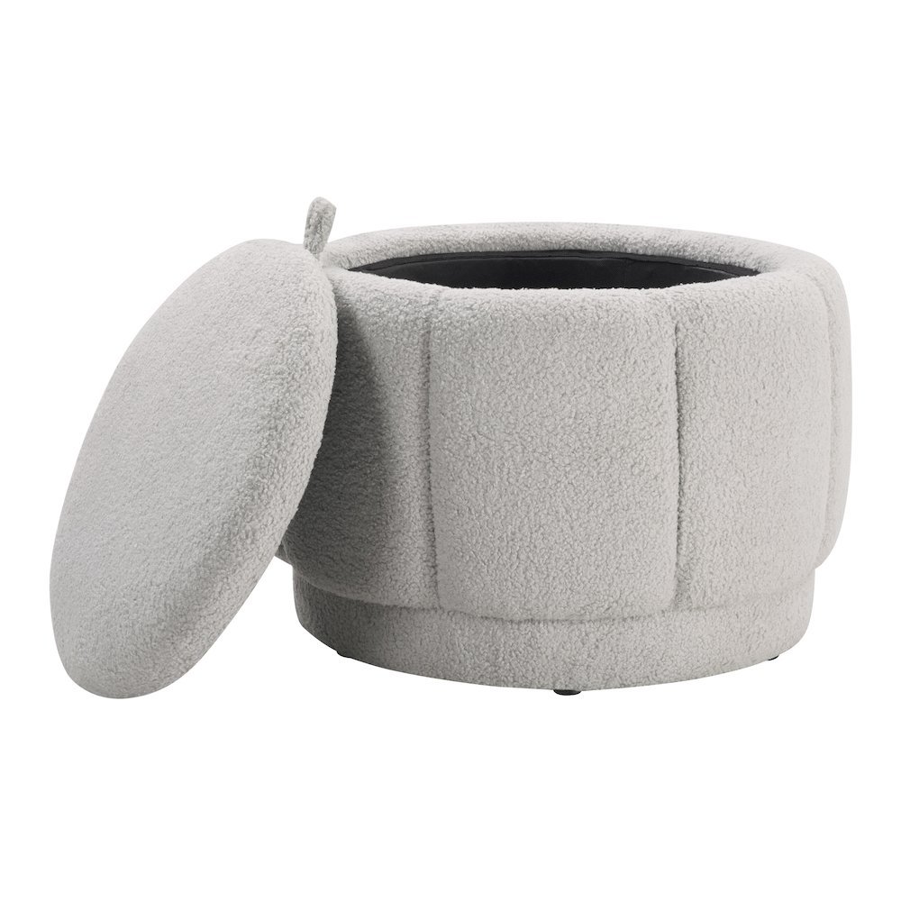 Lanyard Storage Ottoman in Fog Fabric
