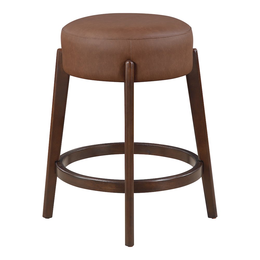 Wesley 26″ Counter Stool in Saddle Brown Faux Leather