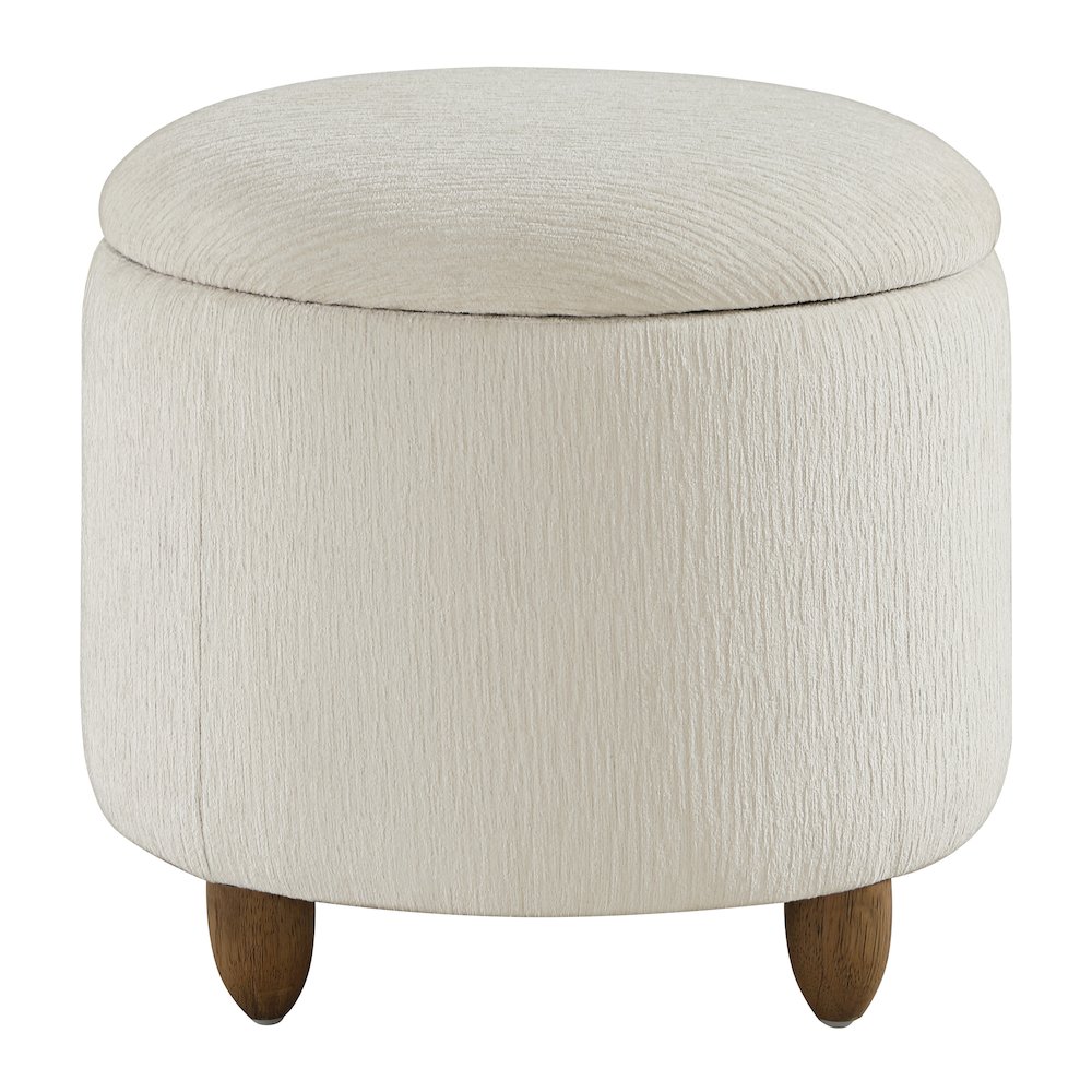 Lyra Storage Ottoman in Snow White with Medium Oak Legs