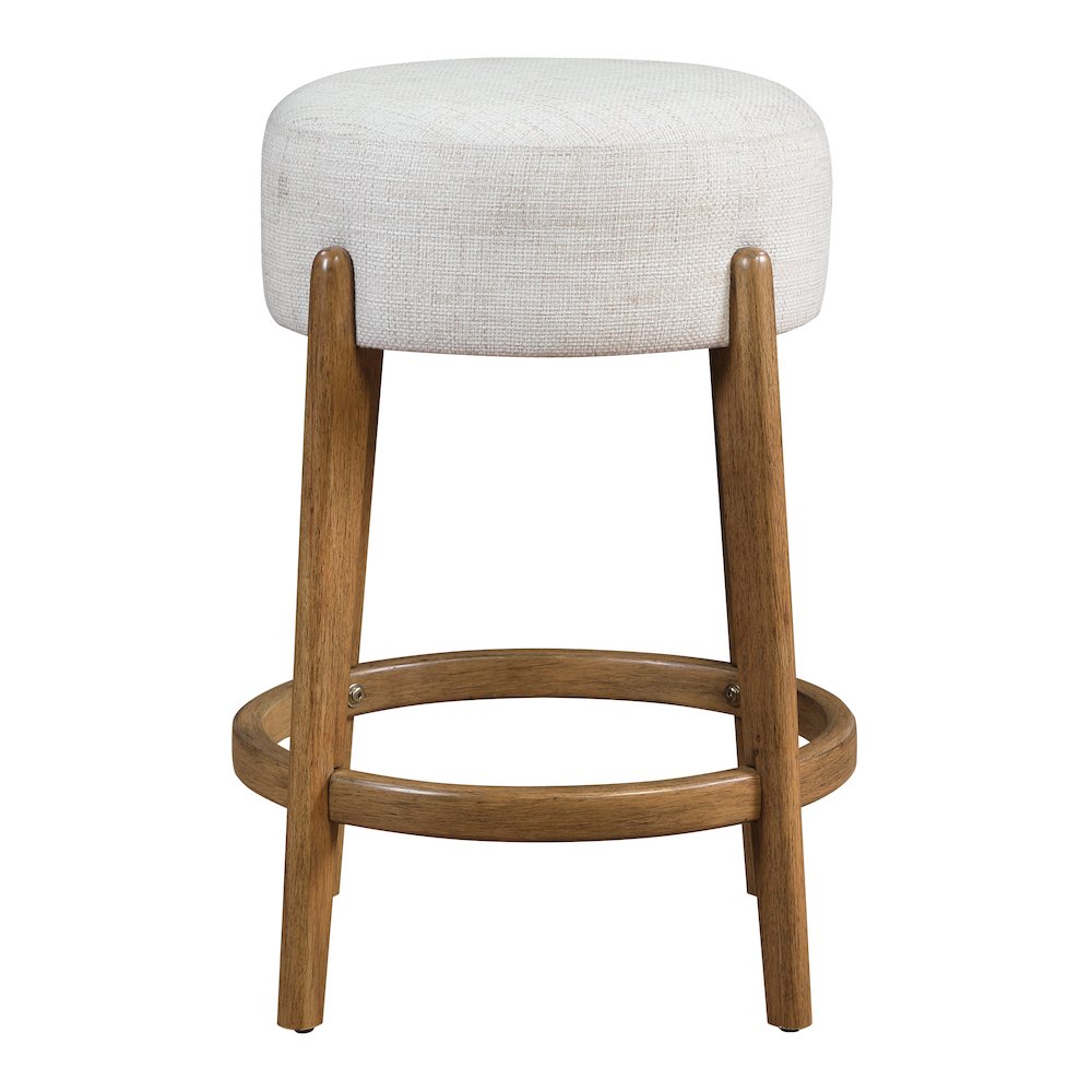 Wesley 26″ Counter Stool in Linen Fabric with Medium Oak Finish Frame
