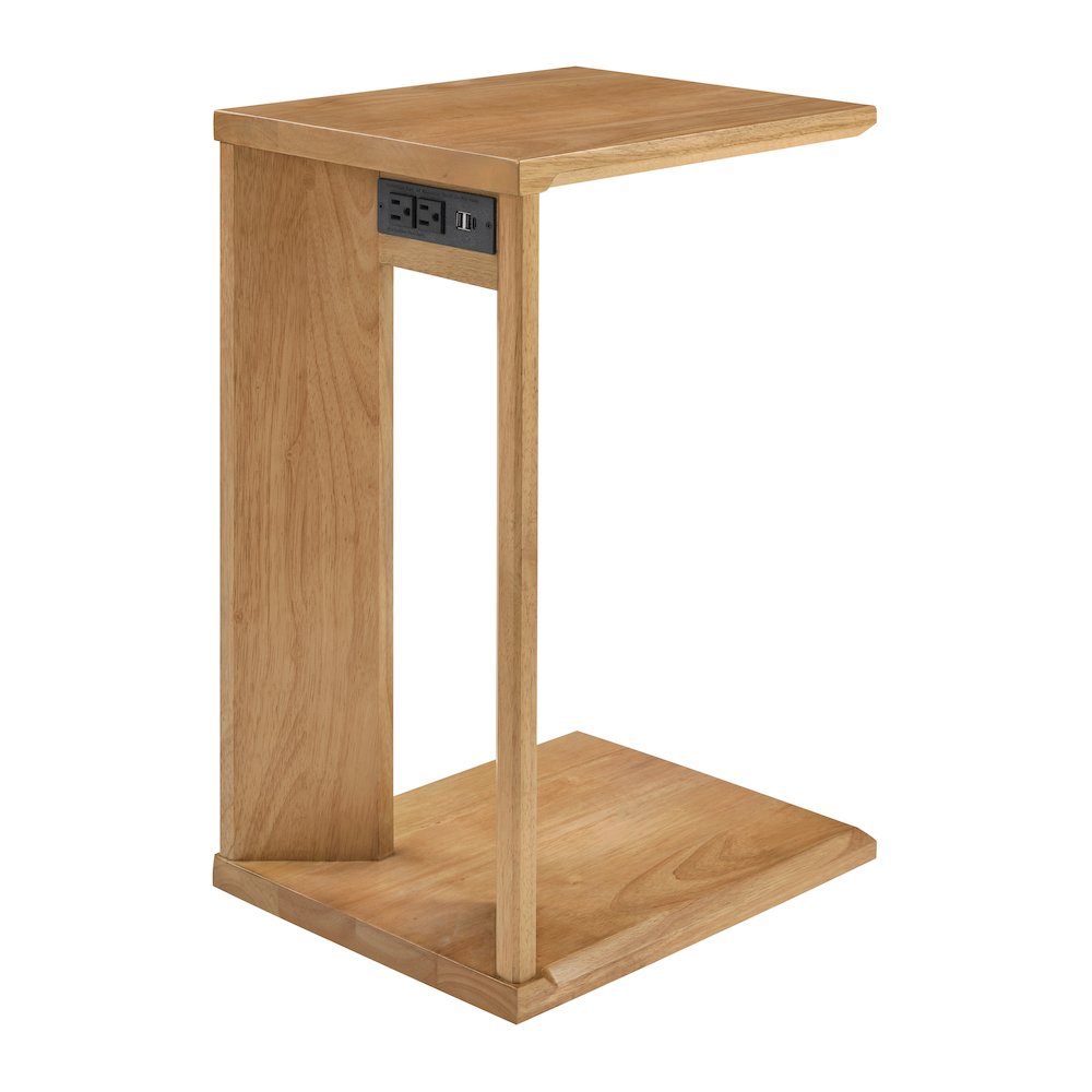 Winston Accent C-Table with Power in Natural Oak Finish