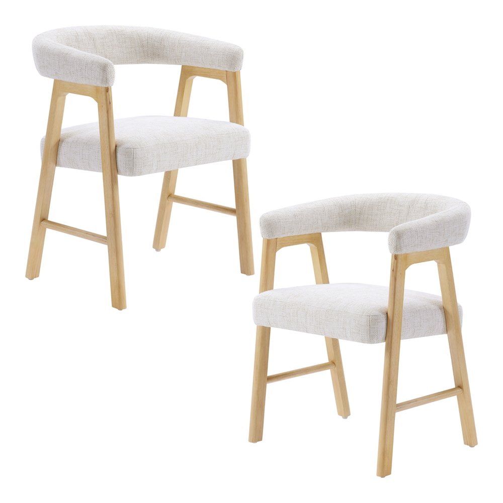 Kayley Dining Chair in Linen Fabric with National Wood Finish 2-Pack