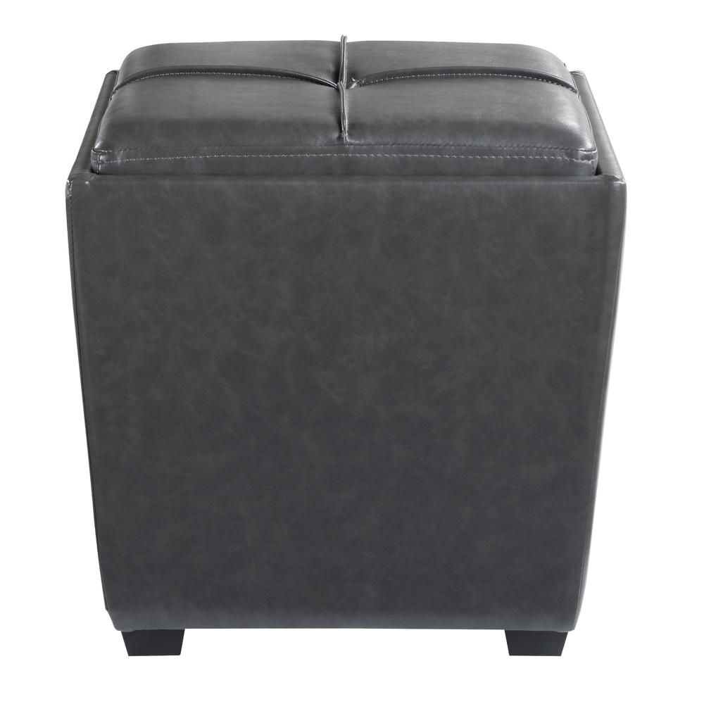 Rockford Storage Ottoman in Pewter Faux Leather