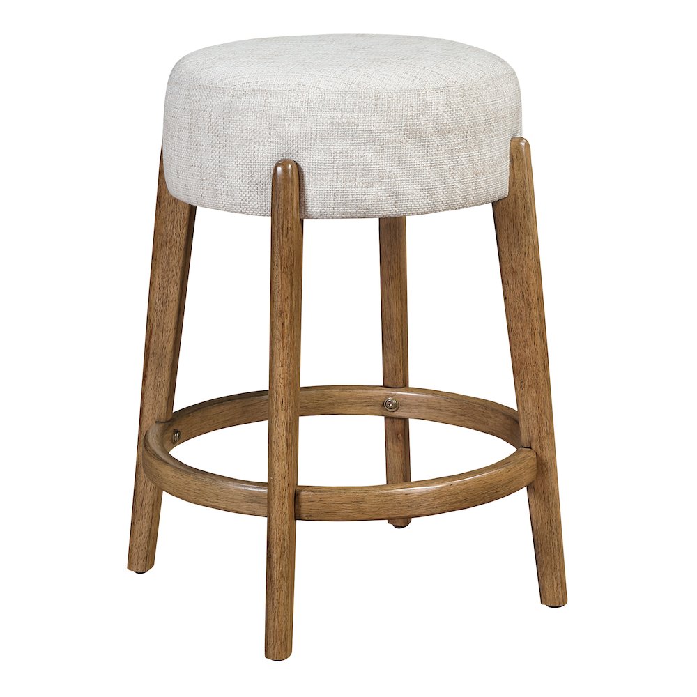 Wesley 26″ Counter Stool in Linen Fabric with Medium Oak Finish Frame