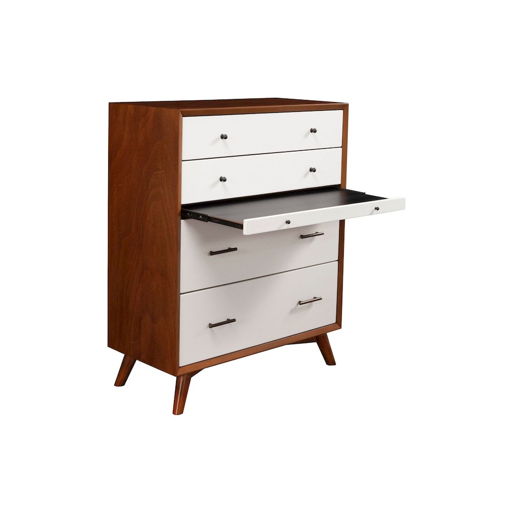 Modern 4 Drawer Two Tone Multifunction Chest w/Pull Out Tray