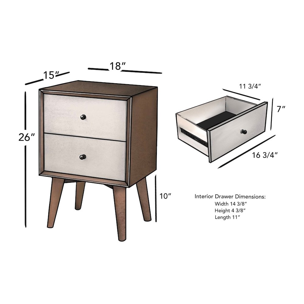 Flynn 2 Drawer Two Tone Nightstand