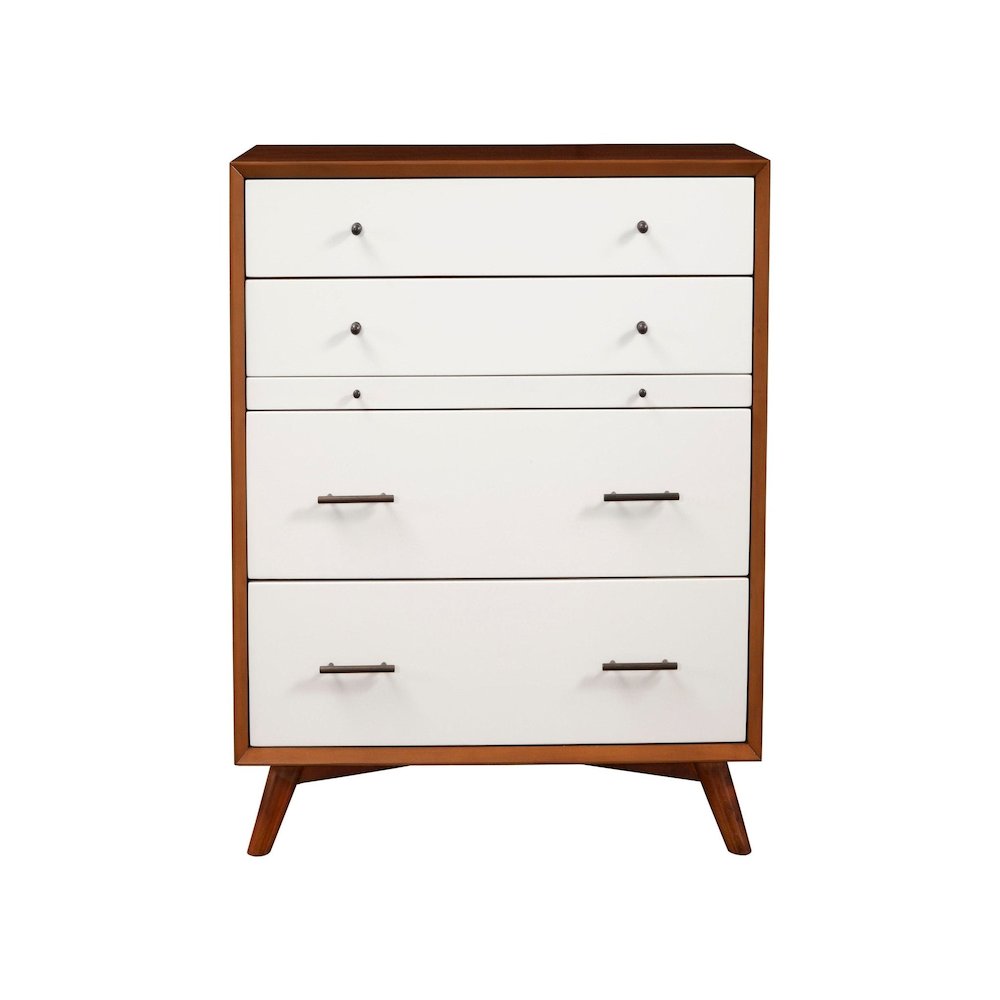 Modern 4 Drawer Two Tone Multifunction Chest w/Pull Out Tray