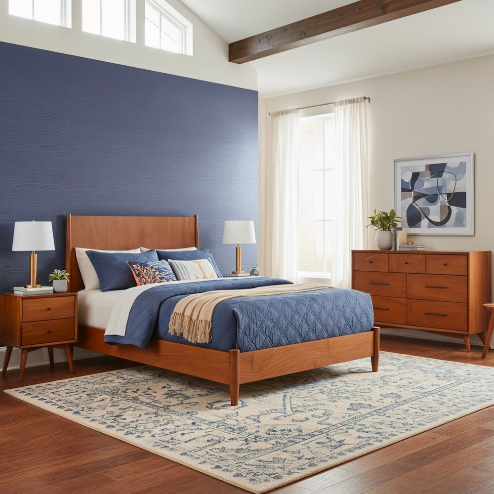 Flynn Mid Century Modern California King Panel Bed