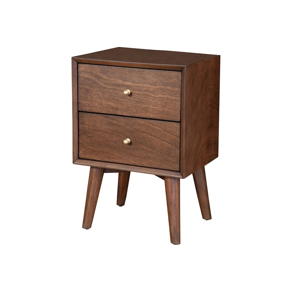 Flynn Mid Century Modern 2 Drawer Nightstand