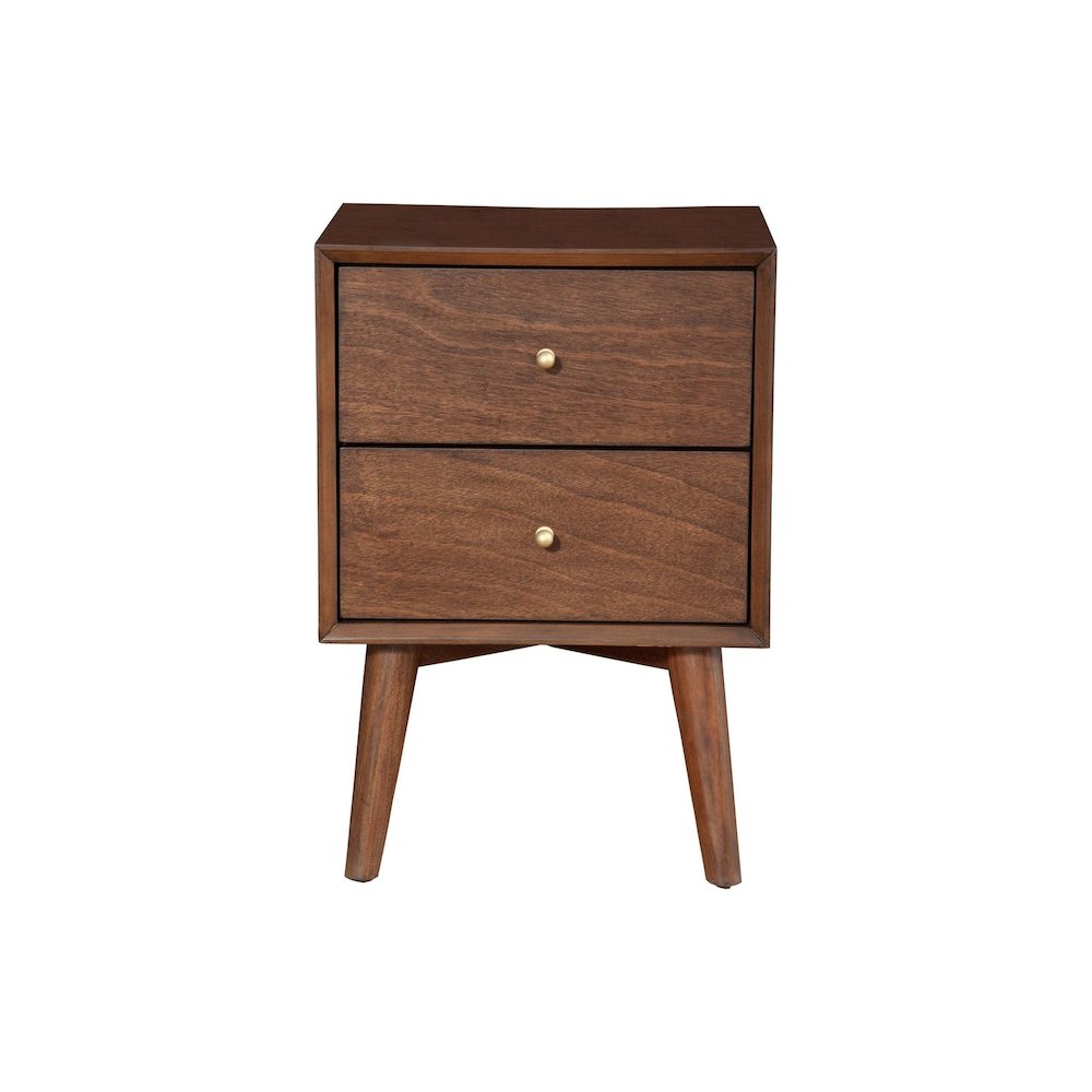 Flynn Mid Century Modern 2 Drawer Nightstand