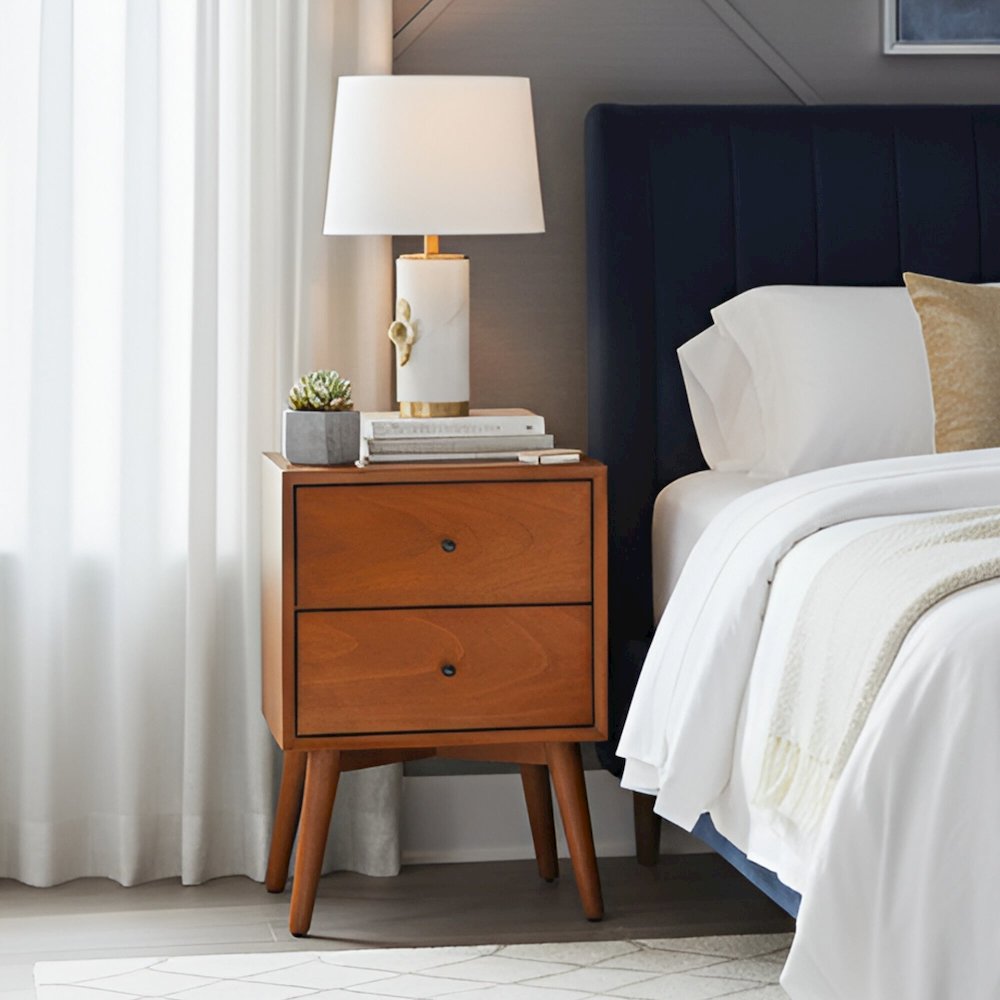Flynn Mid Century Modern 2 Drawer Nightstand