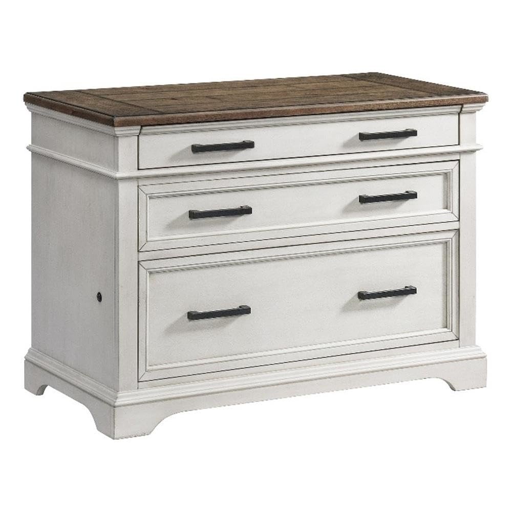 42″ Lateral File Cabinet in Rustic White & French Oak