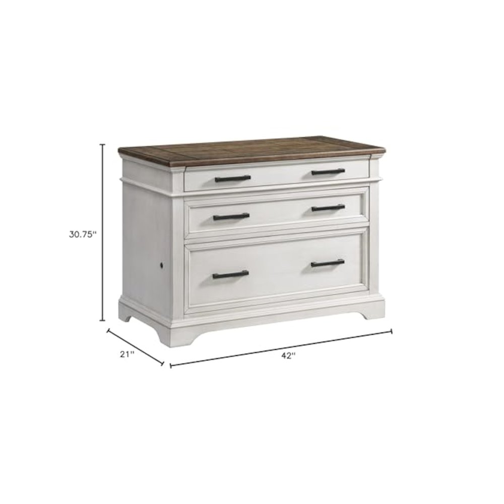 42″ Lateral File Cabinet in Rustic White & French Oak