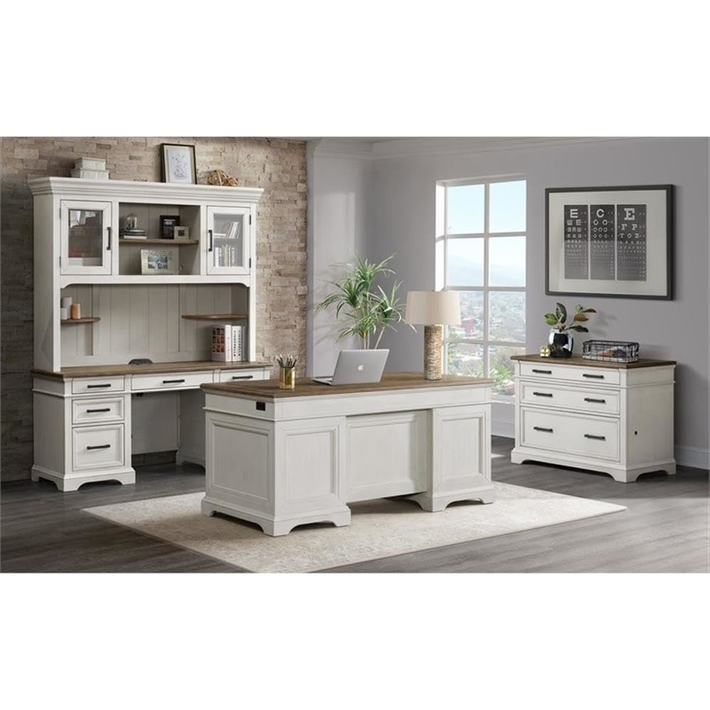 42″ Lateral File Cabinet in Rustic White & French Oak